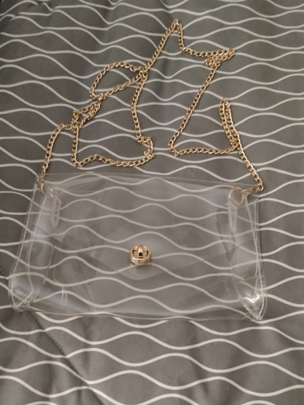 Transparent Crossbody Bag with Gold Chain Strap